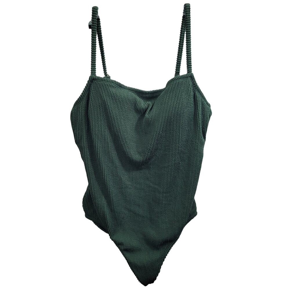 Kona Sol Women's Green Ribbed One Piece NWT Swim Suit Size XL(16) 5625-1123